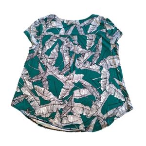 Alfani Short Sleeve Green Print Blouse XL